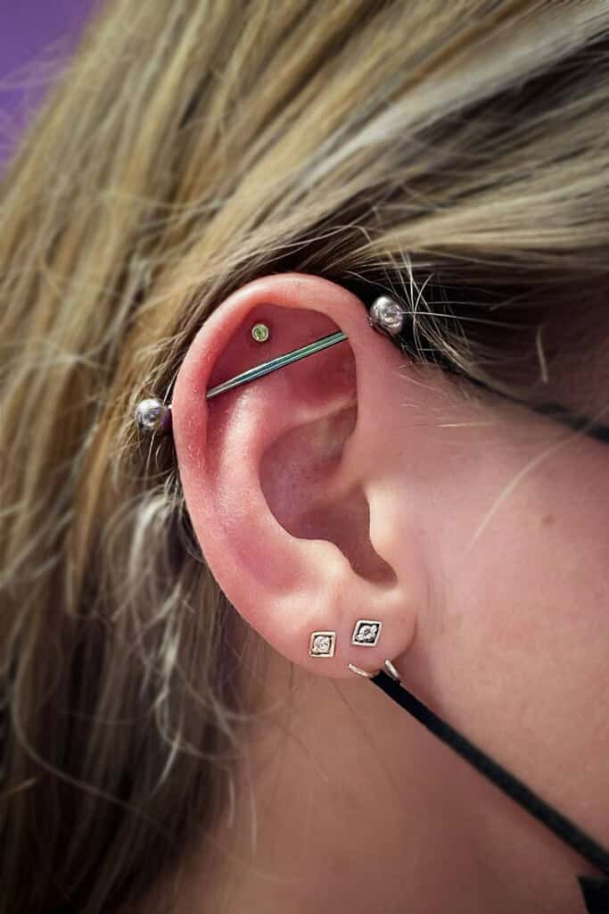 Cartilage Twisted Industrial Barbell Non-Tarnish 316 Stainless - Main Image